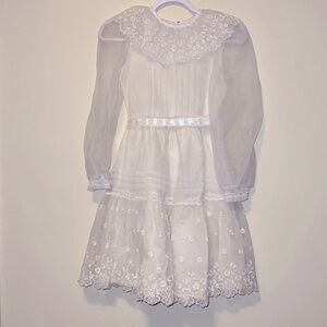 Girls sheer special occasion lace dress with sash sz 12